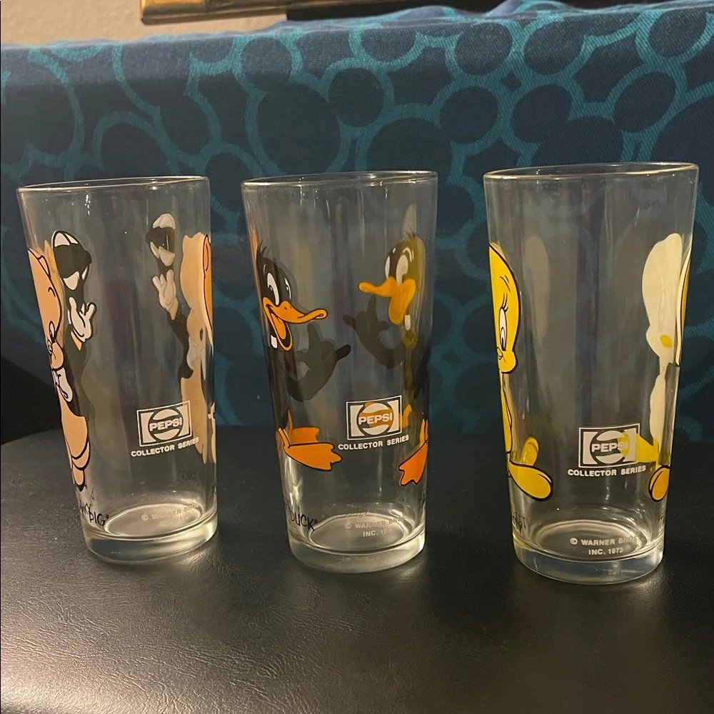 Set of 3 Vintage Warner Bros Pepsi Glass